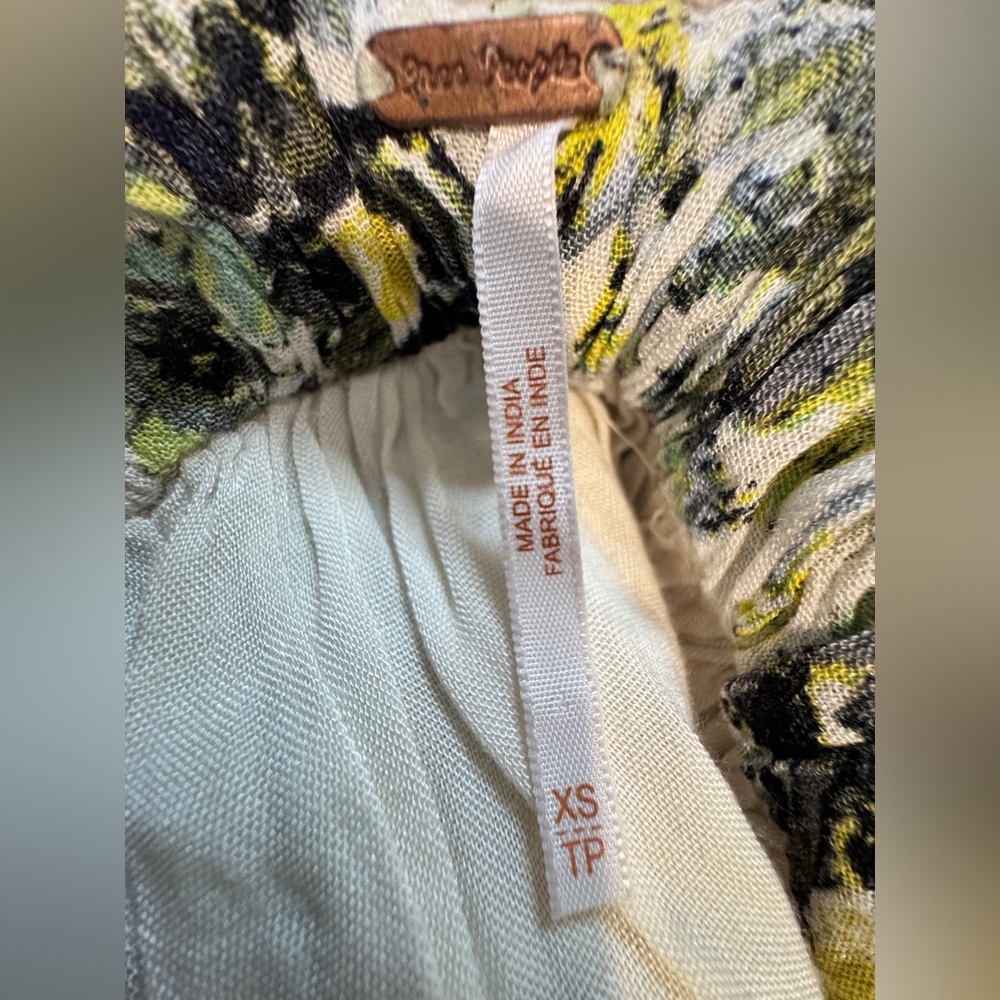 Free People Washed Ashore Printed Dress Ivory and Green Pre-loved MSRP $98 Sz S - Picture 10 of 10